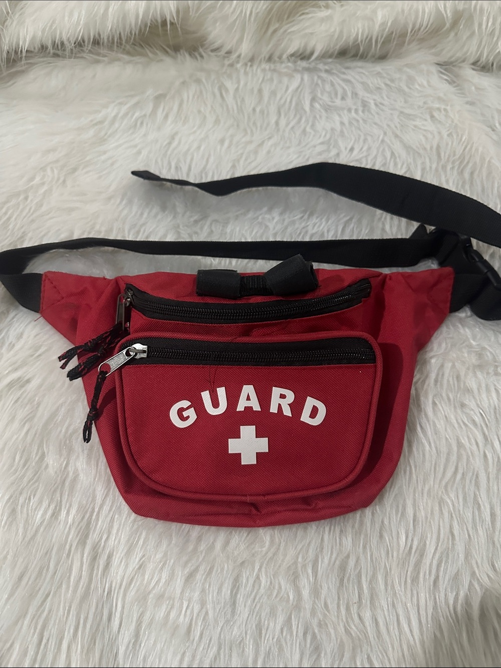 Source Unknown Red 'Guard' Belt Bag with Black Strap